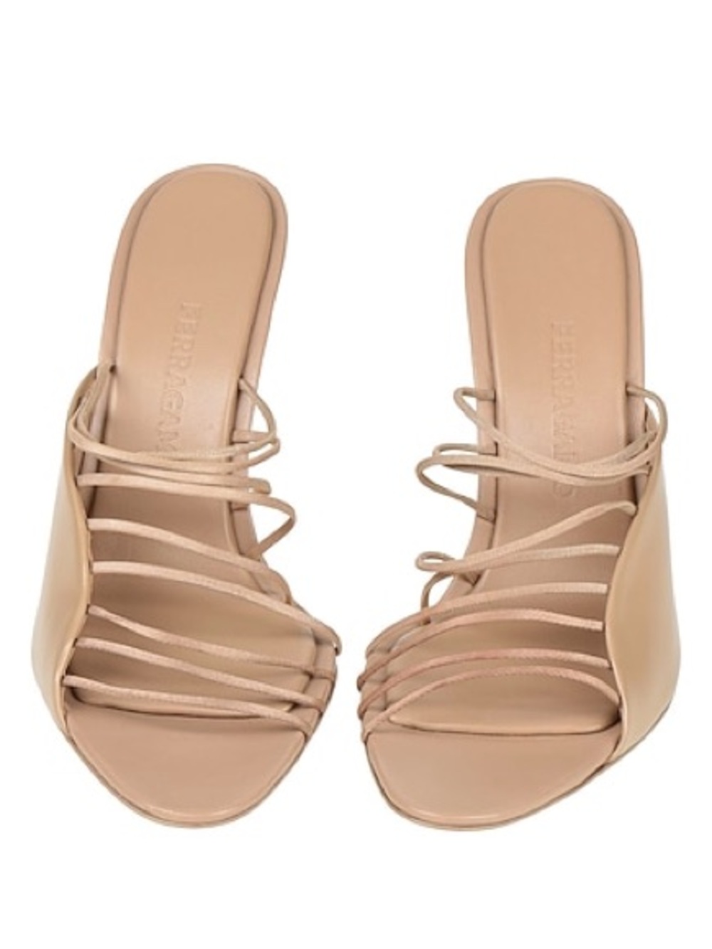 Salvatore Ferragamo Nude/Tan Multi-Strap Slide Mules